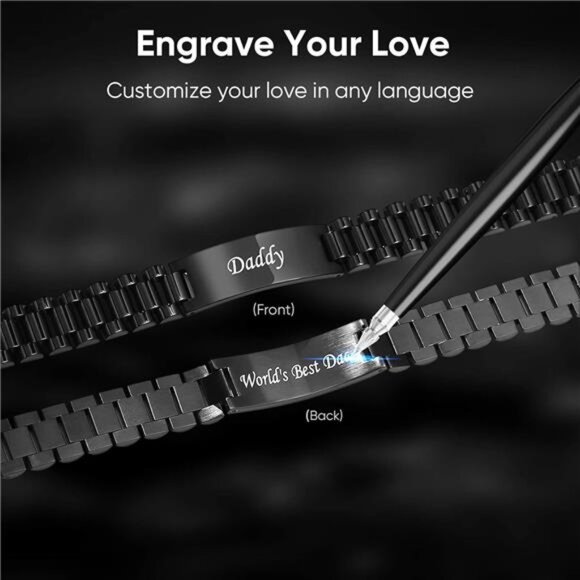 VNOX Masculine Watch Band Stainless Steel Link Bracelet Personalized Jewelry - Picture 3 of 7